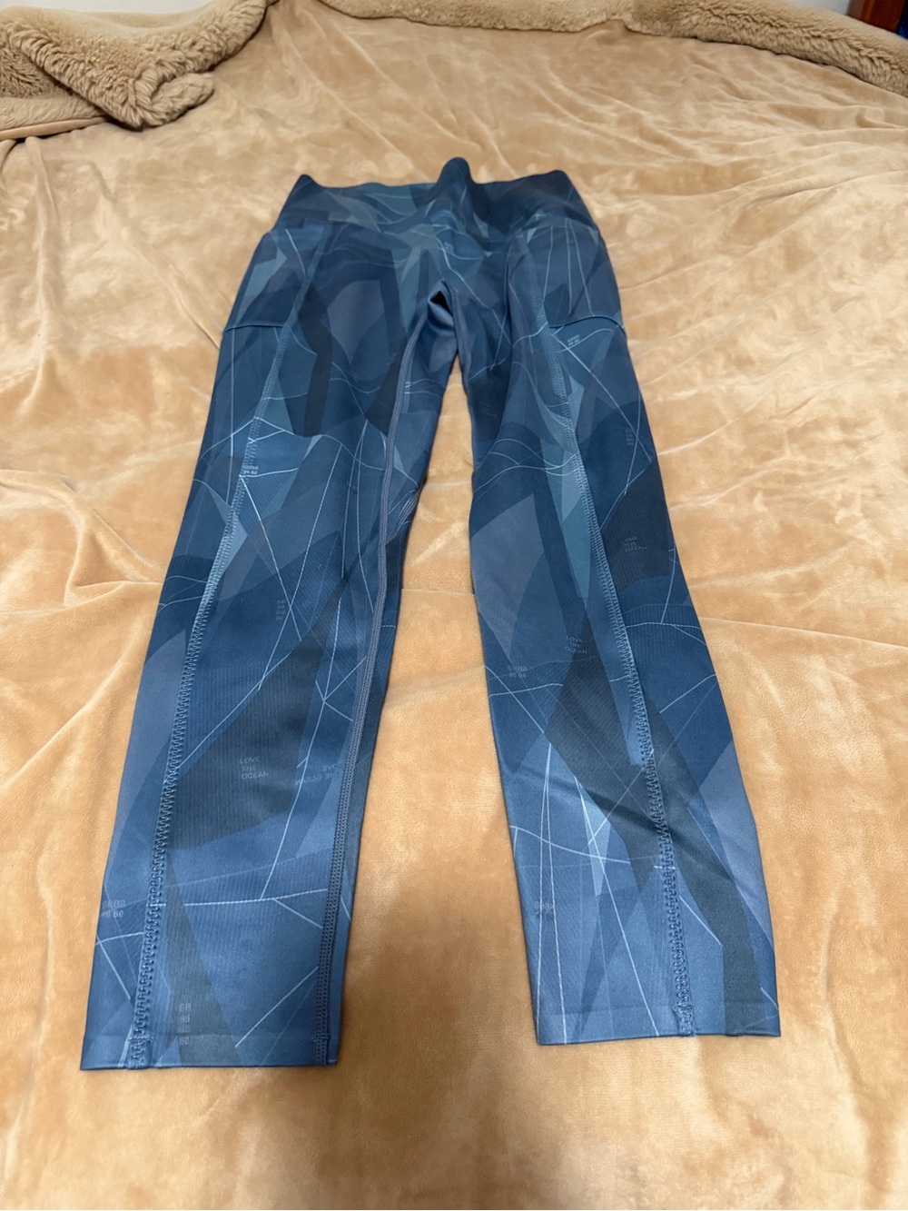 Sweaty Betty Super Sculpt 7/8 Blue Geometric Performance Leggings XS